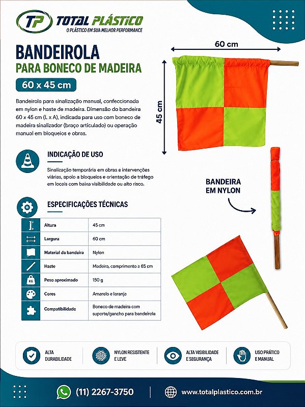 Bandeirola para Boneco de Madeira 60 x 45 cm