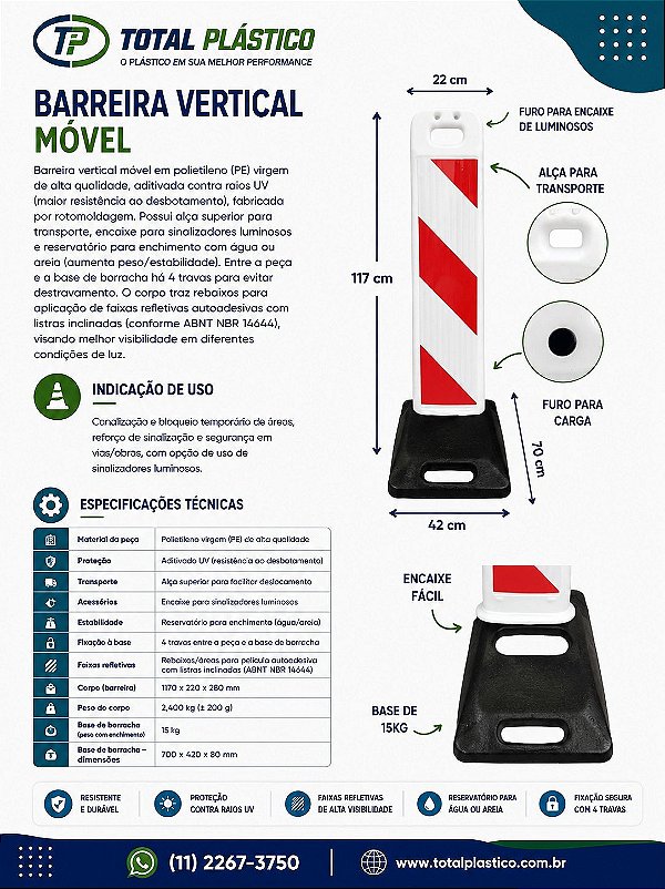 Barreira Vertical Móvel 117 cm