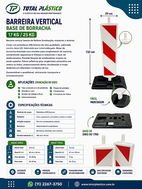 Barreira Vertical com Base de Borracha 25 kg