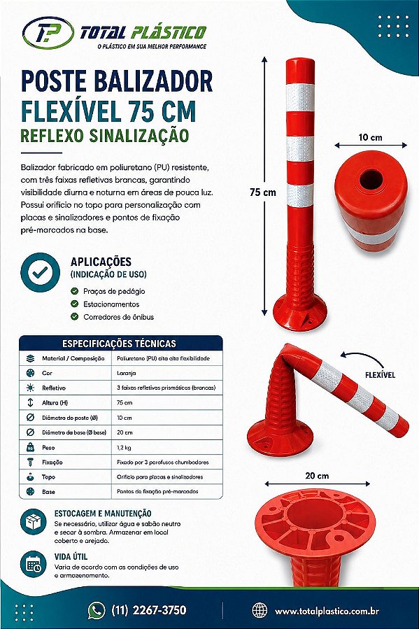 Poste Balizador Flexível 75 cm