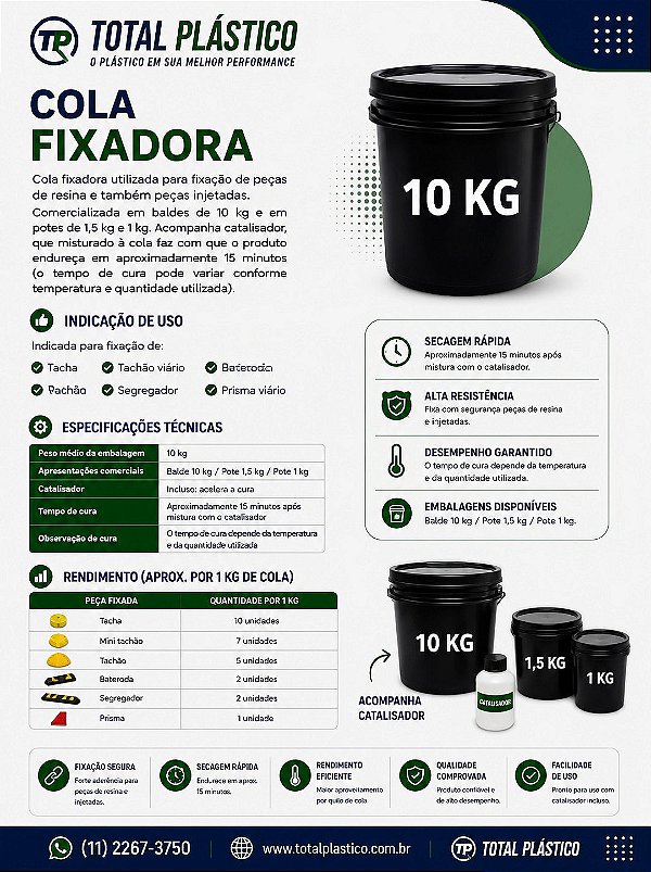 Cola Fixadora para Sinalização Viária 10 kg