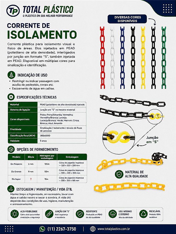 Corrente Plástica para Isolamento