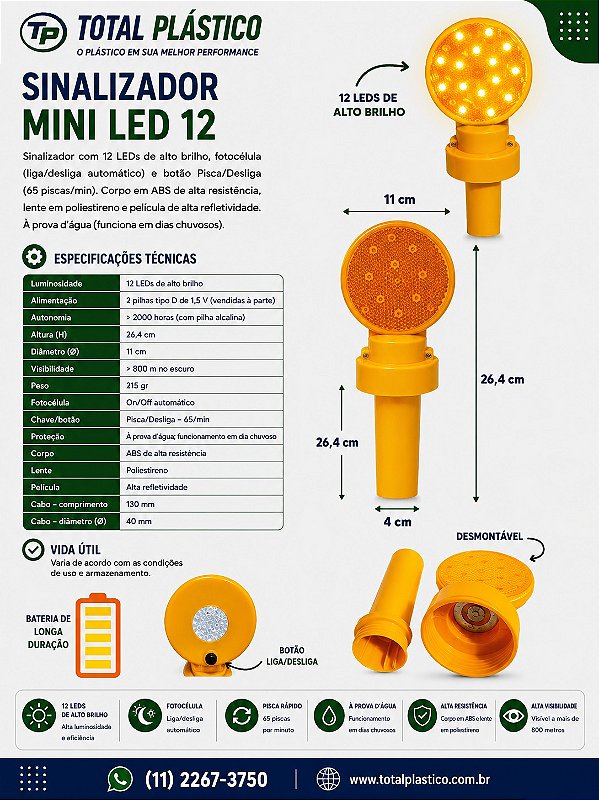 Sinalizador Mini LED 12