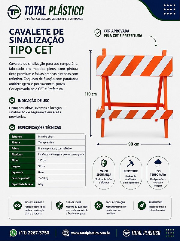 Cavalete de Sinalização Tipo CET 110 x 90 cm