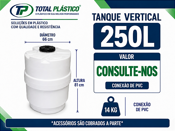 Tanque para Óleo Diesel Vertical 250 Litros