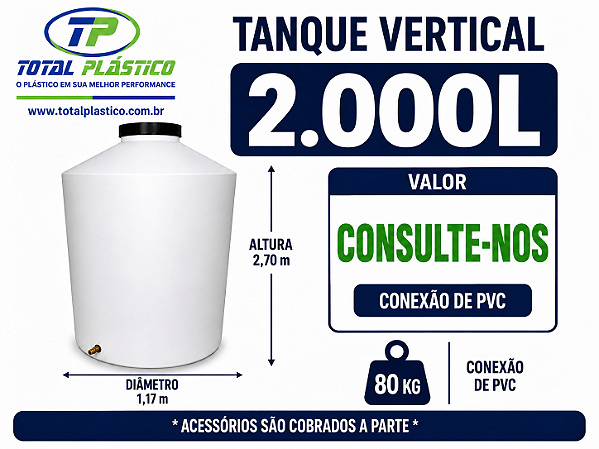 Tanque para Óleo Diesel Vertical 2.000 Litros