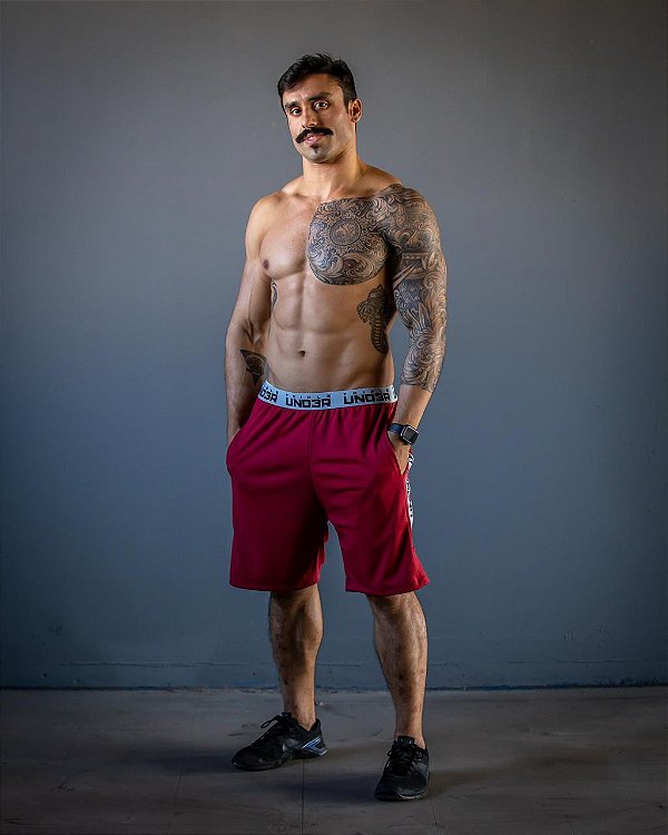 Bermuda Box Duas Cores Vinho e Cinza