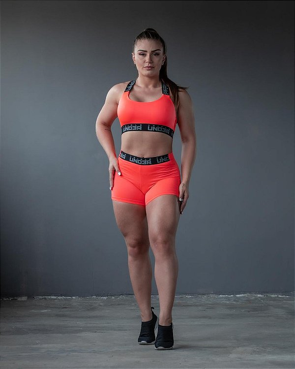 Top Karen Duas Cores Rosa Neon e Preto