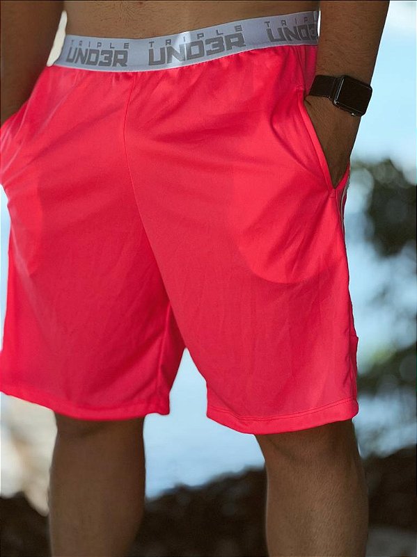 Bermuda Box Duas Cores Rosa Neon e Branco