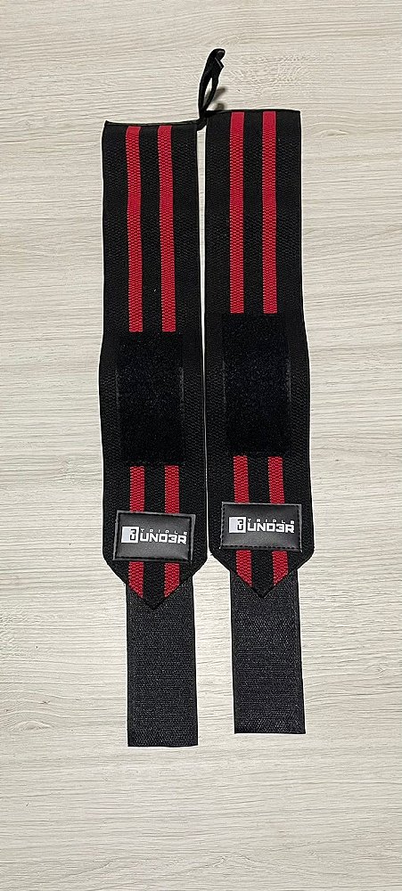 Munhequeira Elástica Triple Under Listrada Vermelho