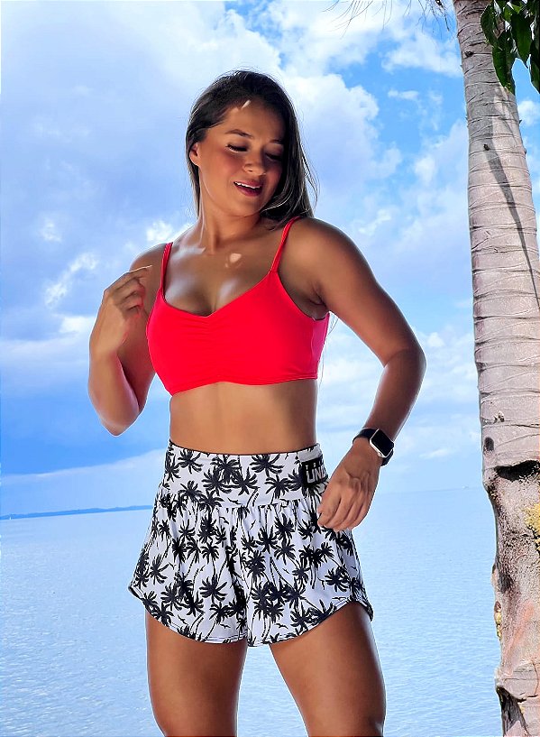 Shorts Fluity Coqueiro Preto e Branco