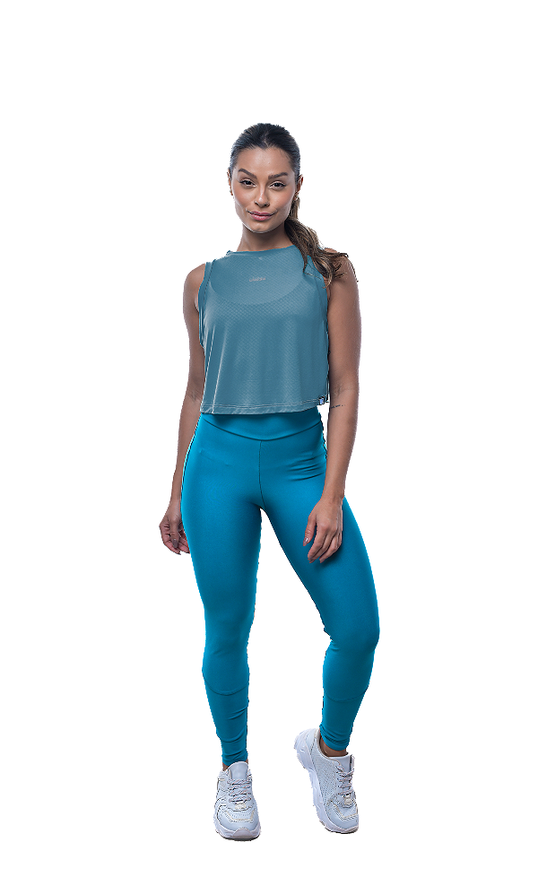 Cropped Basic Verde Água Midi Central