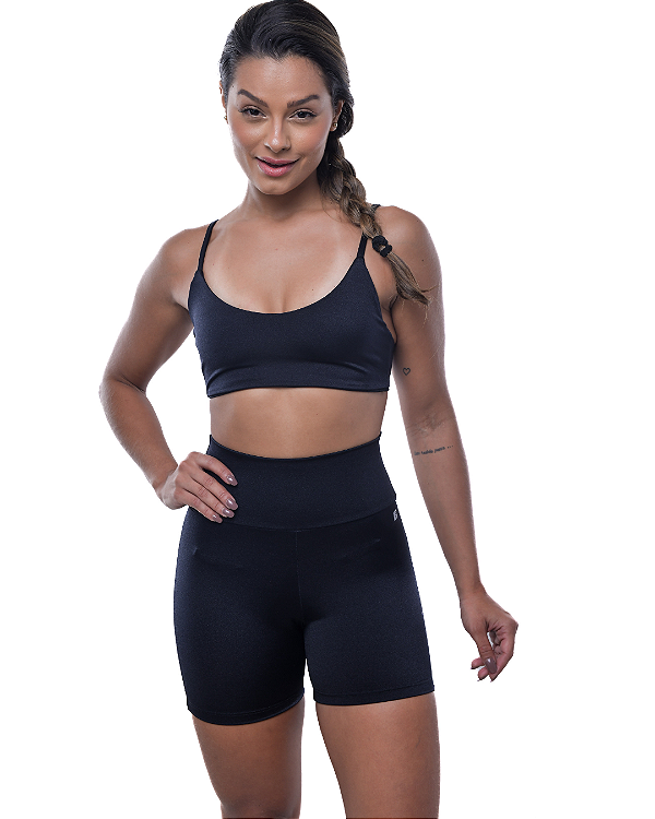 Top Lótus Preto Shine