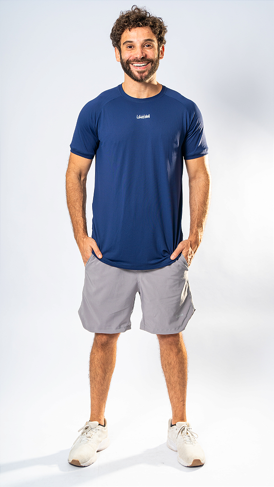 Camisa Masculina Slim Azul Marinho Triple Under Mini Central