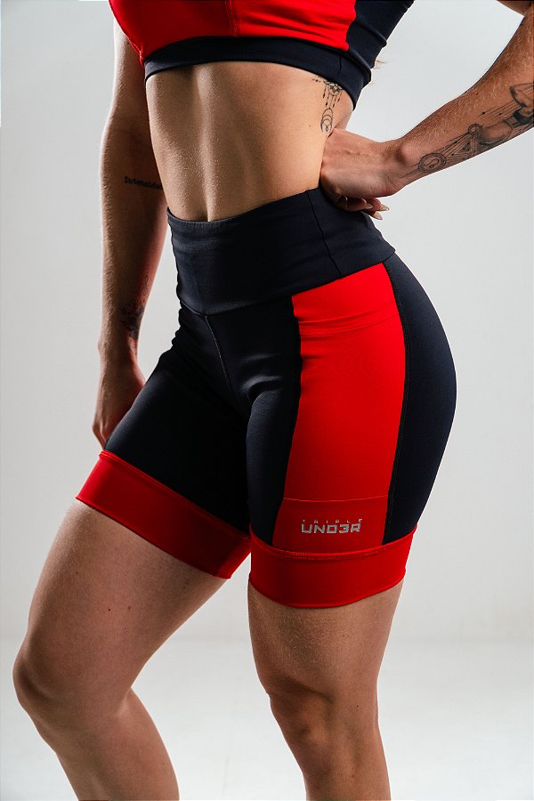 Shorts Run Preto e Vermelho