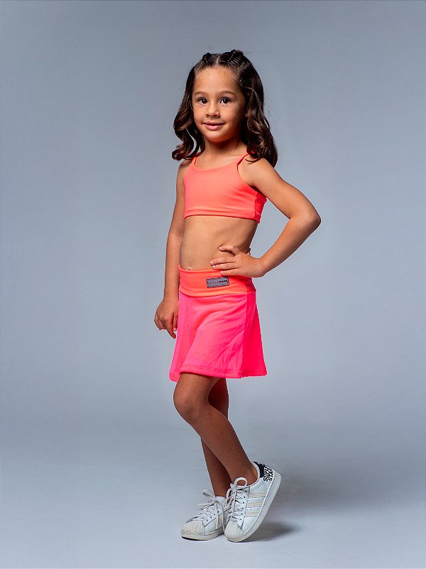 Shorts Saia Infantil Rosa Neon