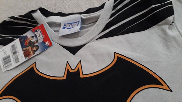 camiseta batman infantil com capa manga curta masculina cinza nos tamanhos 4 a 10 anos