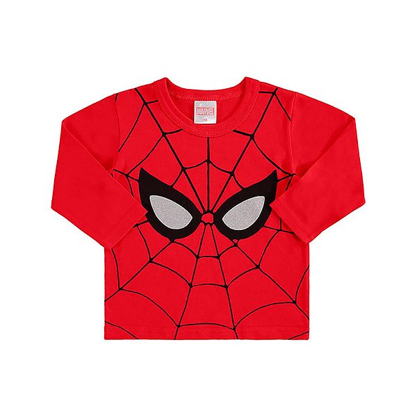 camiseta homem aranha infantil bebe  marlan manga longa vermelha marvel