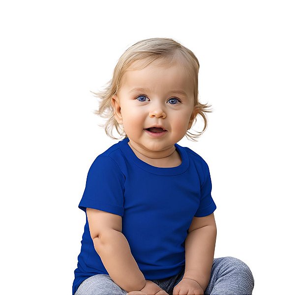 camiseta azul royal infantil lisa unissex 100% algodão suave macia nos tamanhos 2 a 16