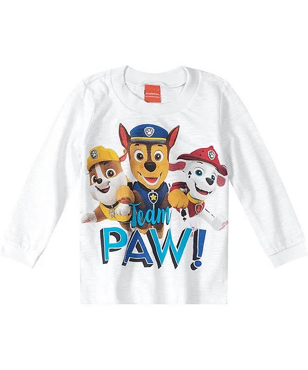 camiseta manga longa patrulha canina infantil estampa divertida dos personagens malha algodão várias cores tamanhos 1 e 2 anos