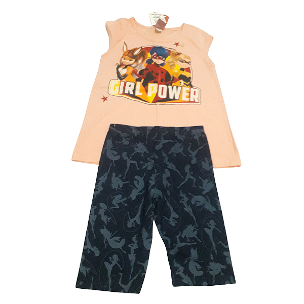 roupa da ladybug infantil menina conjunto blusa amarela bermuda preta tamanho 8 anos