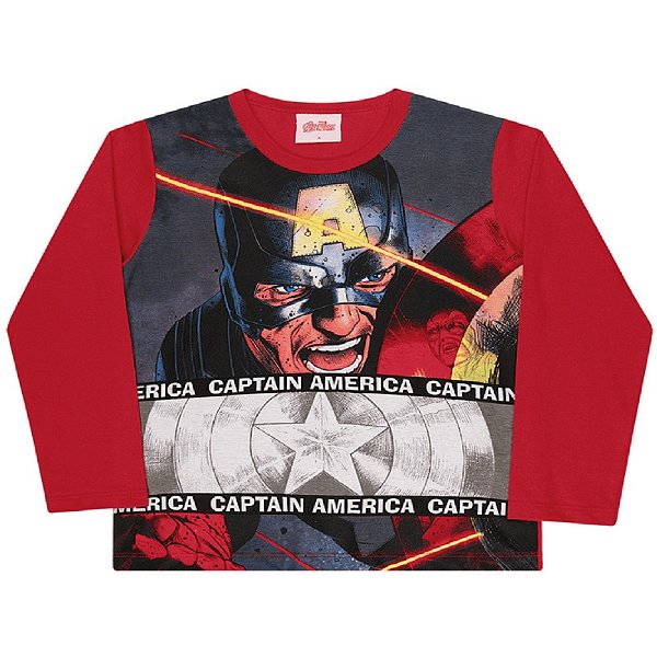 camiseta manga longa capitao america infantil