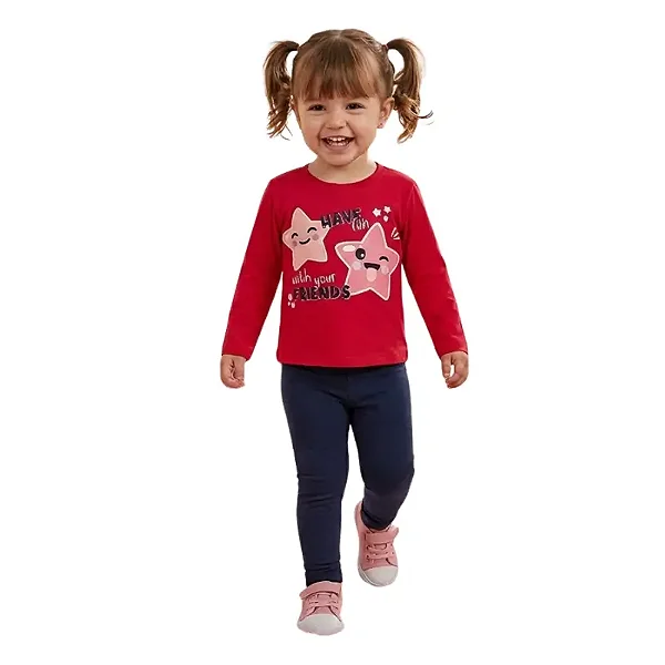 Blusa Infantil Menina Manga Longa Estrela Malha Algodão Glitter Várias Cores Tamanho 2 Anos