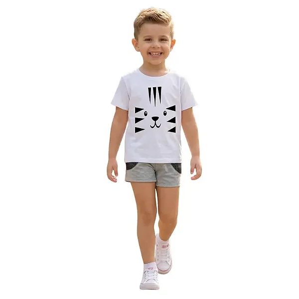 camiseta tigre face infantil unissex estampa digital 100% algodão várias cores tamanhos 4 a 8 anos
