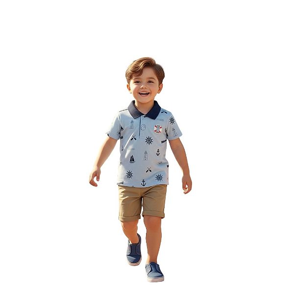 camisa polo infantil menino tematica marinheiro algodão confortável várias cores tamanhos 2 a 6 anos