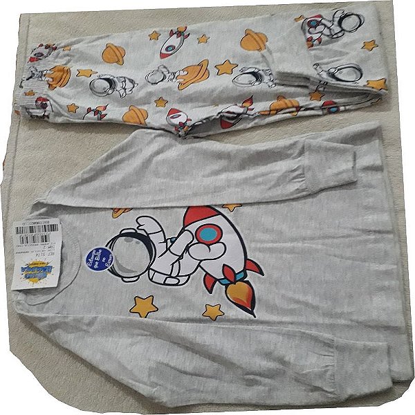 pijama infantil brilha no escuro estampa foguete menino 2 e 3 anos
