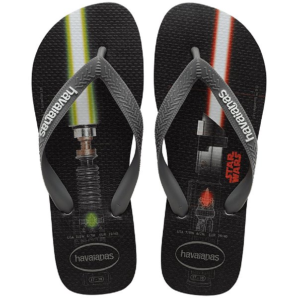chinelo havaianas star wars infantil sabres de luz cinza solado borracha vários tamanhos 23 a 27