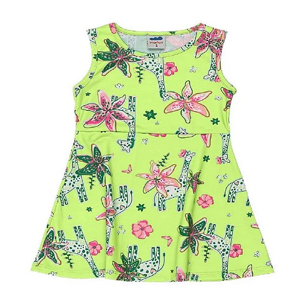 vestido girafa infantil menina marlan confortável sem mangas variedades de cores e tamanhos 4 a 8 anos