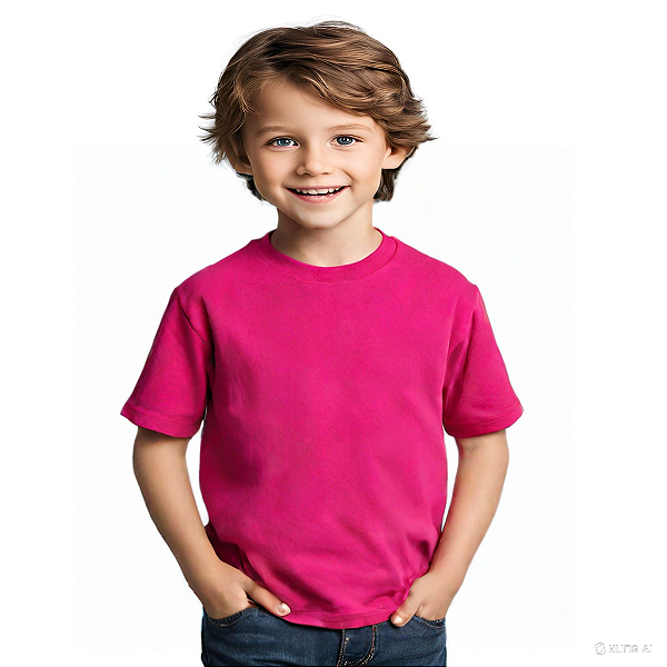 camiseta lisa pink infantil unissex 100% algodão confortável tamanhos 2 a 16