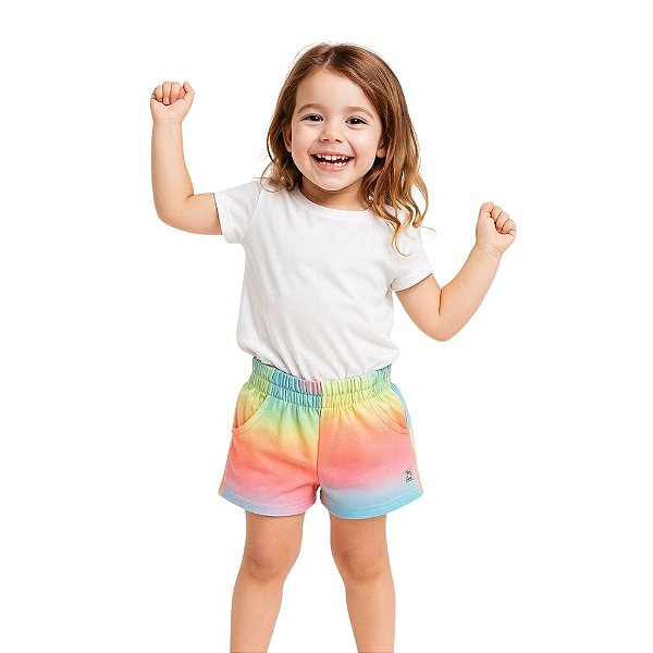 Short Infantil Tie Dye Multicor 100% Algodão Conforto e Estilo para Meninas 4 anos