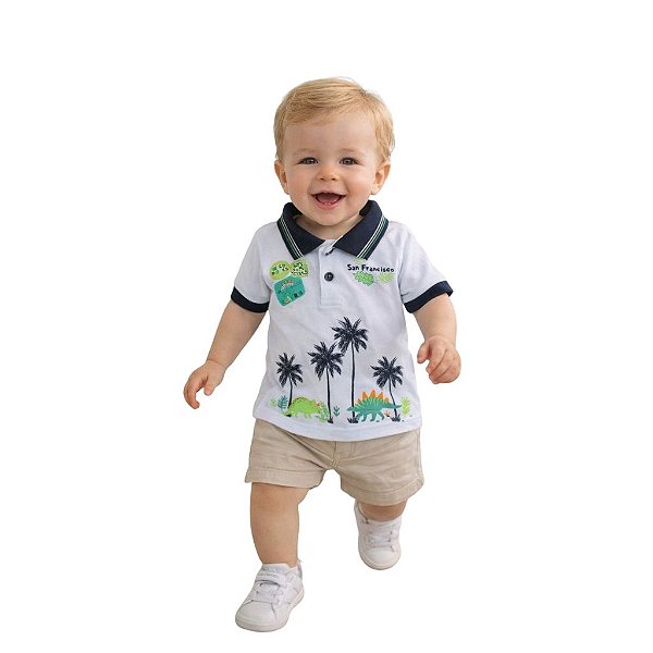 camisa polo masculina bebe estampa divertida 100% algodão confortável várias cores tamanhos P a G