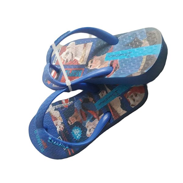 chinelo super pets infantil menino estampa herói pets solado pvc azul vários tamanhos 23 a 32