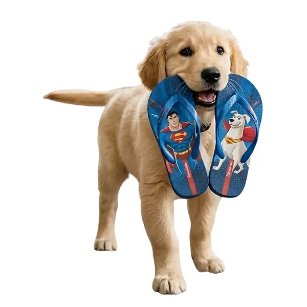 chinelo super pets infantil menino super herói pet solado pvc azul vários tamanhos 23 a 32