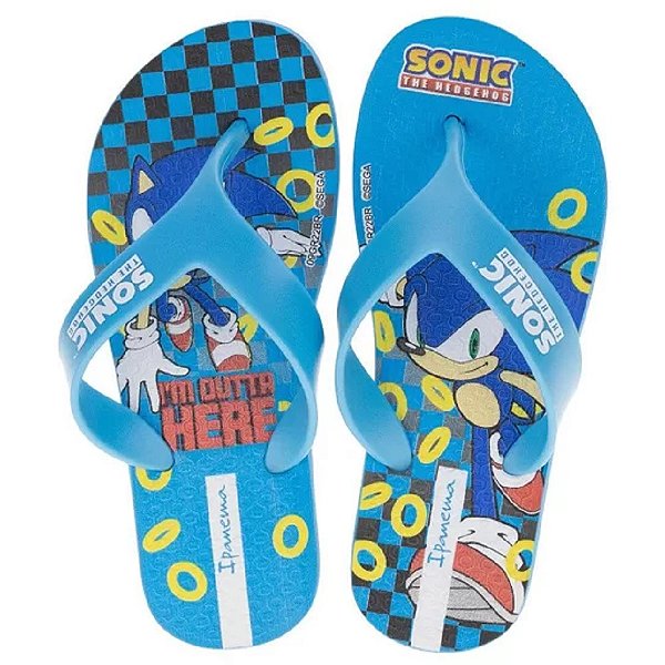chinelo ipanema sonic game azul claro infantil menino solado borracha vulcanizada em vários tamanhos 31 a 34
