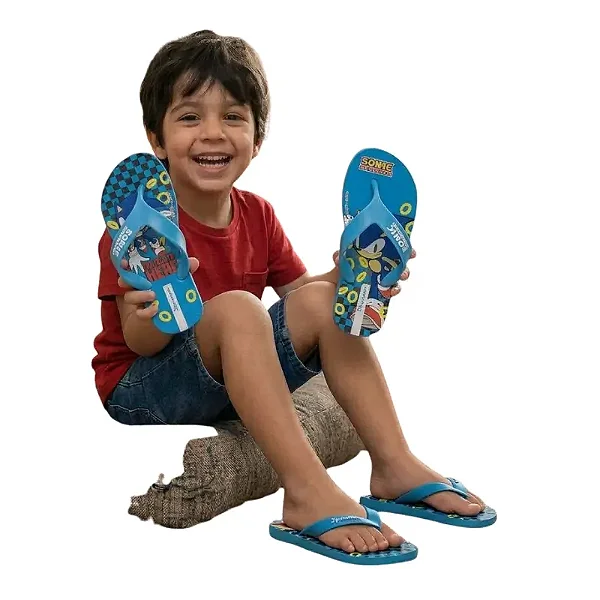 chinelo do sonic game infantil menino solado borracha vulcanizada azul claro vários tamanhos 23 a 34