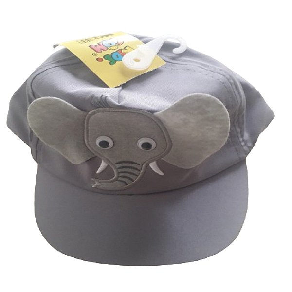 boné infantil elefante com aplique e regulador de tamanho 1 a 3 anos