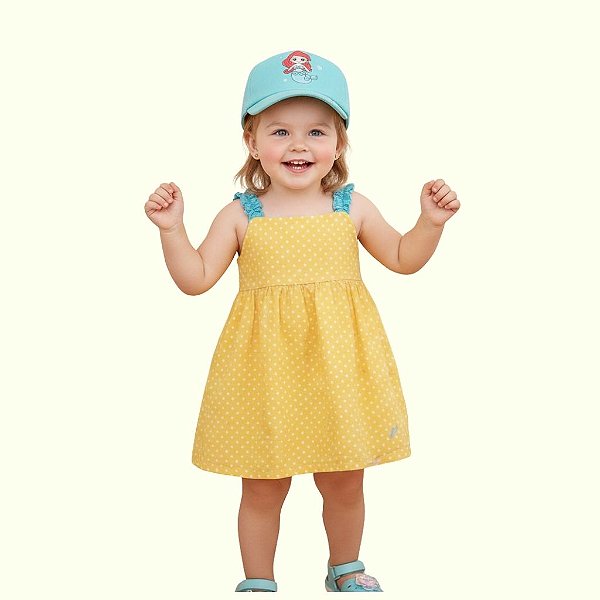 boné bebê menina sereia 100% algodão confortável combina com looks casuais regulagem de tamanho 1 a 3 anos