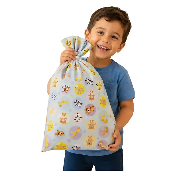 saco para presente infantil bichinho divertido laminado com 1 unidade medidas 25 x 37cm