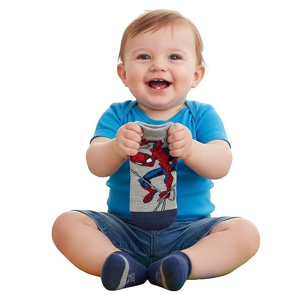 meia bebe homem aranha lupo infantil design temático estampa vibrante várias cores e tamanhos