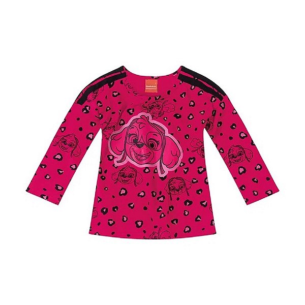blusa patrulha canina skye manga longa feminina malha algodão em várias cores e tamanhos 2 e 3 anos