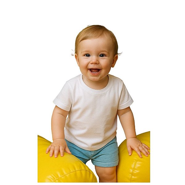 camiseta branca bebê lisa unissex 100% algodão suave confortável tamanhos 0 a 4 anos