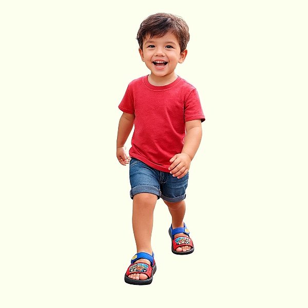 sandália papete infantil menino carros fechamento em velcro em vários tamanhos 29 a 32