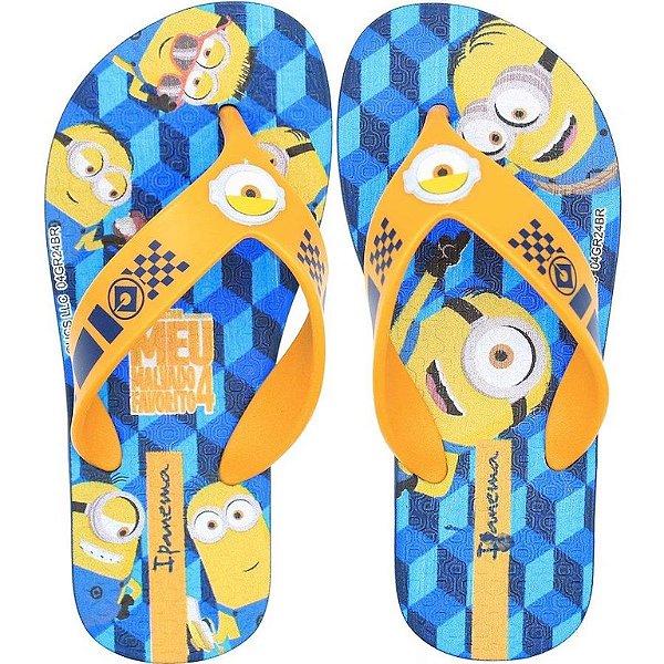 chinelo minions infantil menino solado borracha frisos antiderrapantes tamanhos 27/28