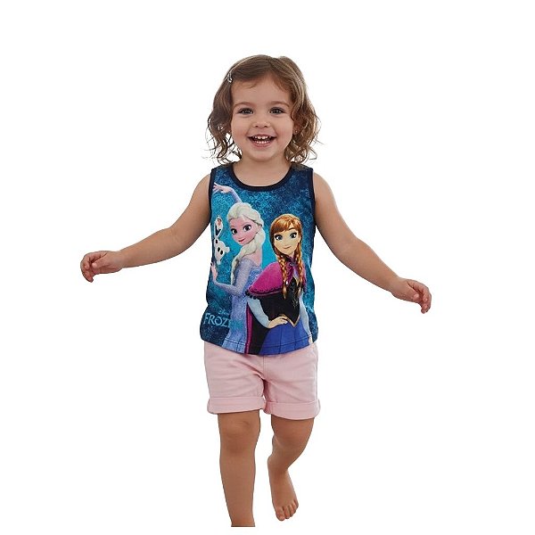 blusa da frozen infantil menina regata meia malha algodão várias cores tamanho 2 anos