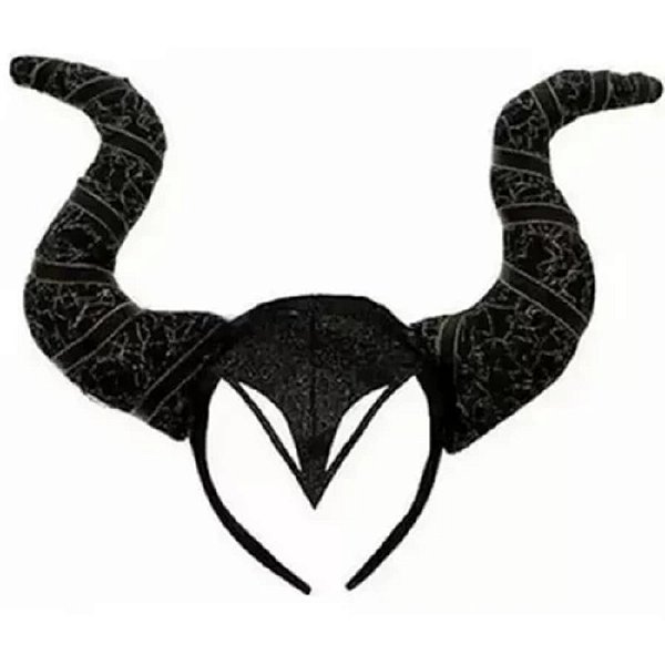 tiara chifre malévola halloween fantasia carnaval cosplay plástico resistente revestido em tecido preta tamanho único