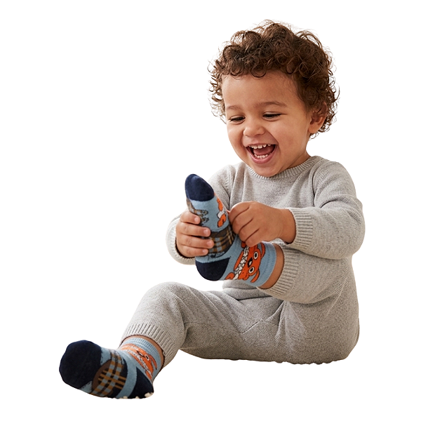 kit 2 meias bebê menino estampa bichinho algodão antiderrapante várias cores tamanho 21 a 24